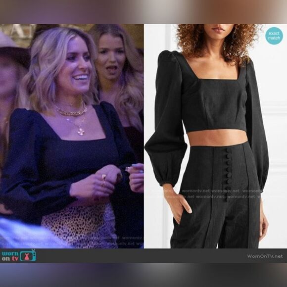 Racil Moire Balloon Sleeve crop top size 10 BNWT - Picture 1 of 9